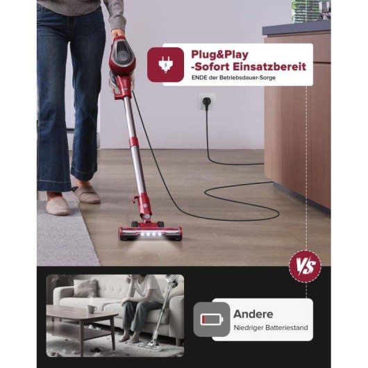 Aspirador com Fio Vactidy C8+ 600W 60kPa 1,5L Anti-emaranhamento Animais Alergias