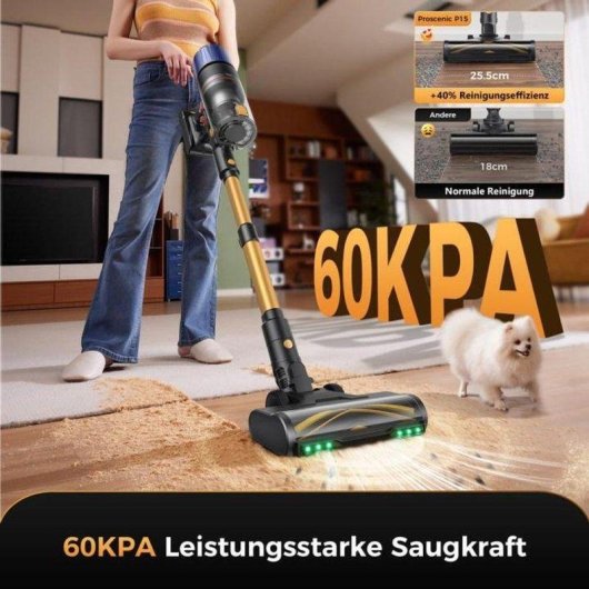Aspiradora de Mano Proscenic P15 580W 60 kPa 70 min LED Verde 1,5L Antienredos