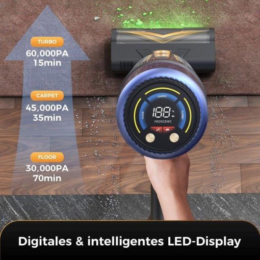 Aspiradora de Mano Proscenic P15 580W 60 kPa 70 min LED Verde 1,5L Antienredos