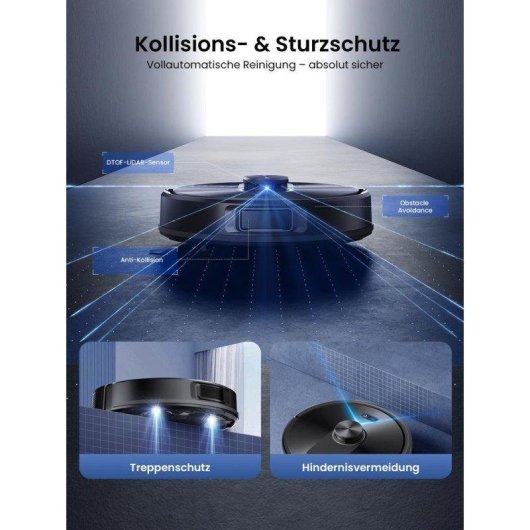 Saugroboter mit Wischfunktion Proscenic Q010 Mit Absaugstation Navigation LiDAR 8000Pa