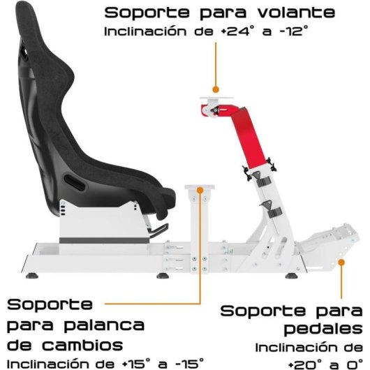 Cockpit Simracing Indeca Sensus Racer GTR Blanco Ajustable