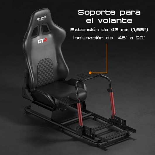 Cockpit Simracing Indeca Laudes Racer GTR con Asiento y Soportes Ajustables