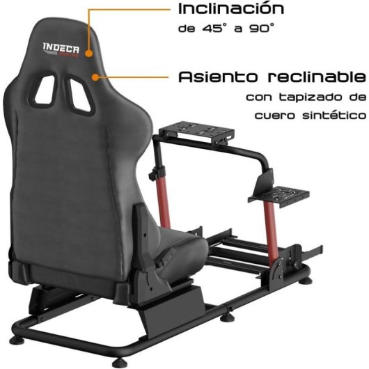 Cockpit Simracing Indeca Laudes Racer GTR con Asiento y Soportes Ajustables
