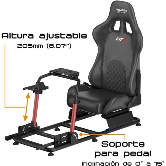 Cockpit Simracing Indeca Laudes Racer GTR con Asiento y Soportes Ajustables
