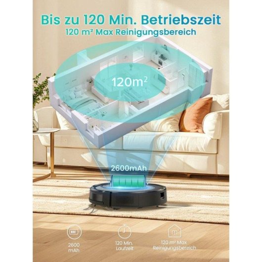 Robot Aspirador Vactidy W7 con Navegación Inteligente 4000 Pa 120 Min