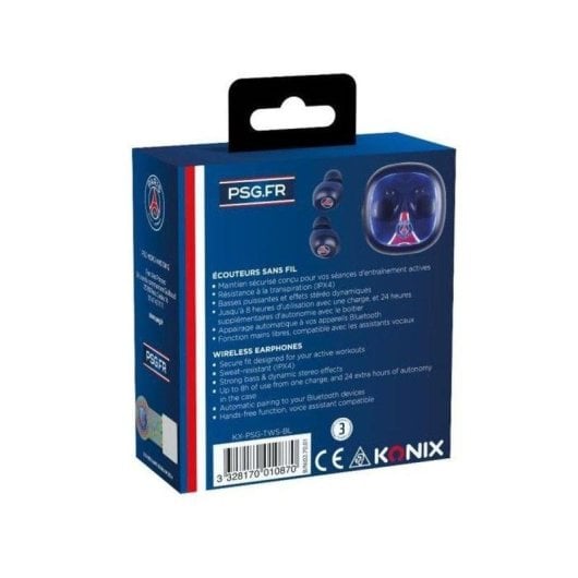 Auriculares Konix PSG Bluetooth TWS Intra-auriculaires IPX4, Graves Profonds, Micro intégré Bleu