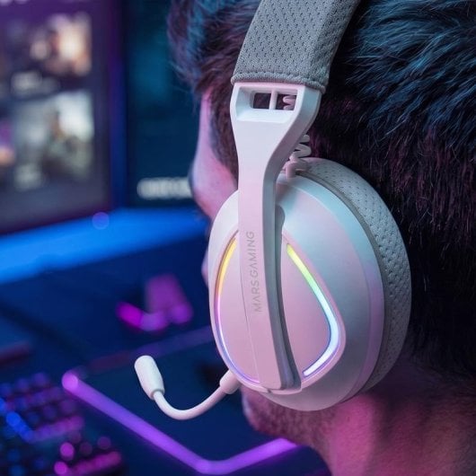Auriculares Mars Gaming MHW-QUASAR inalámbricos Bluetooth gaming blancos