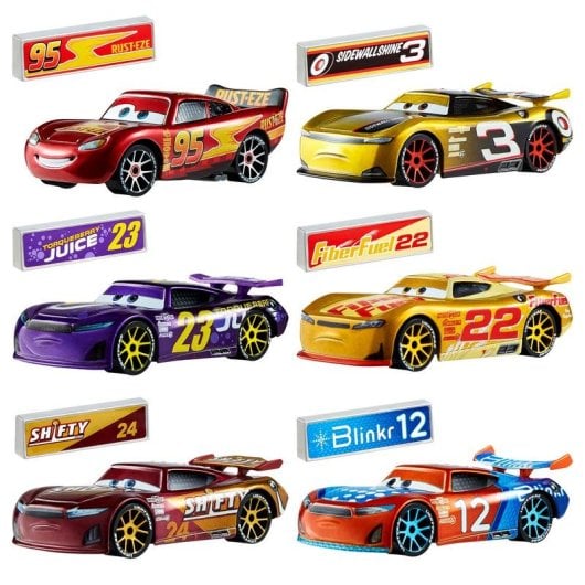 Voiture Cars Disney Pixar NASCAR 1/55 Diecast avec roues coulissantes et barriere de pit stop