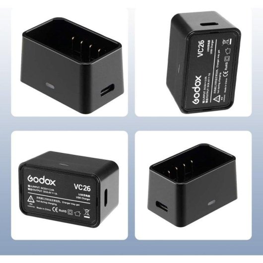 Cargador de baterías Godox VC26 USB-C para V1 y V860III