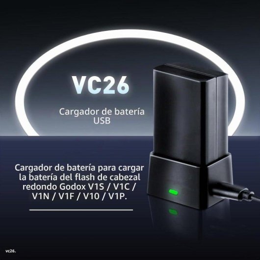 Cargador de baterías Godox VC26 USB-C para V1 y V860III