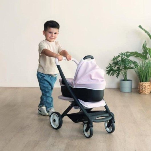 Carrinho de bonecas Smoby 3 em 1 nacela removivel rosa 42 cm