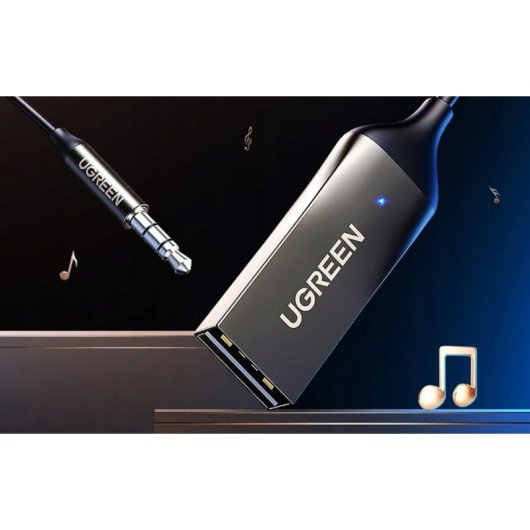 Adaptador Bluetooth 5.0 Ugreen CM309 Coche AUX USB con Micrófono