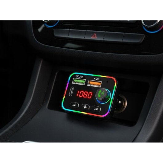 Transmisor FM Tracer SoundCast Bluetooth 5.3 USB-C 25W LED RGB manos libres