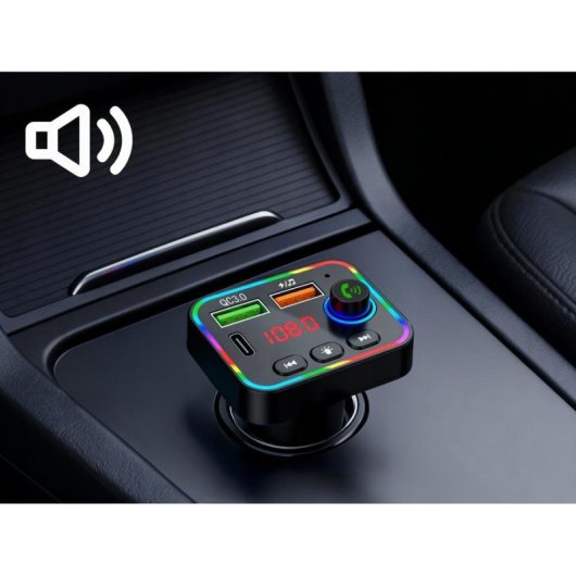 Transmisor FM Tracer SoundCast Bluetooth 5.3 USB-C 25W LED RGB manos libres