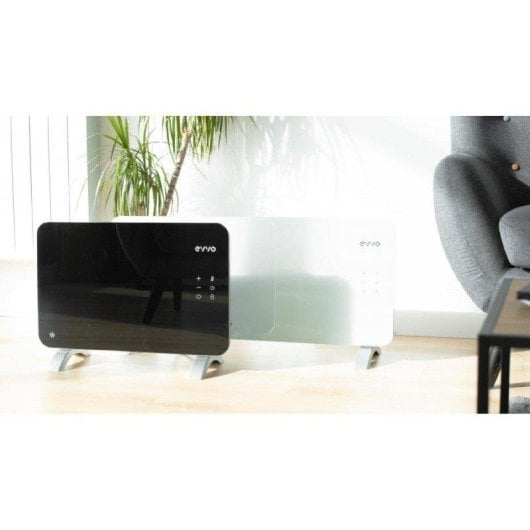 Radiador Elétrico Evvo C Cristal Preto 1000W Wifi Termostato Comando