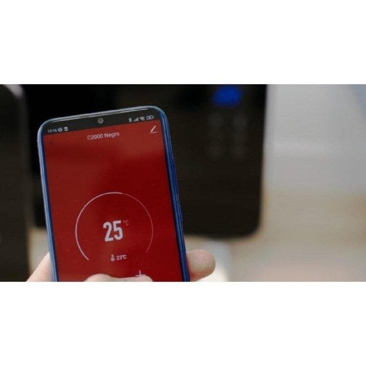 Radiador Elétrico Evvo C Cristal Preto 1000W Wifi Termostato Comando