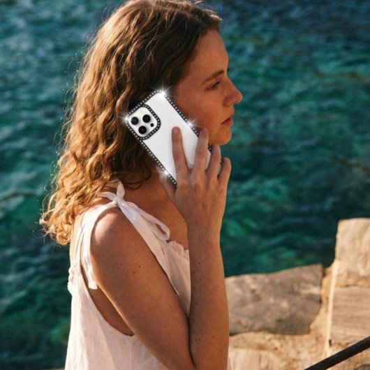 Funda para móvil La Casa de las Carcasas Bumper Perlitas Transparente para iPhone 14 Pro