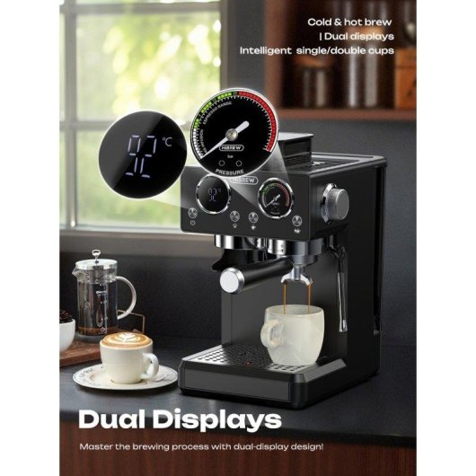 Espressomaschine Hibrew H20 1,8L 20 Bar mit integriertem Mahlwerk und Touchscreen