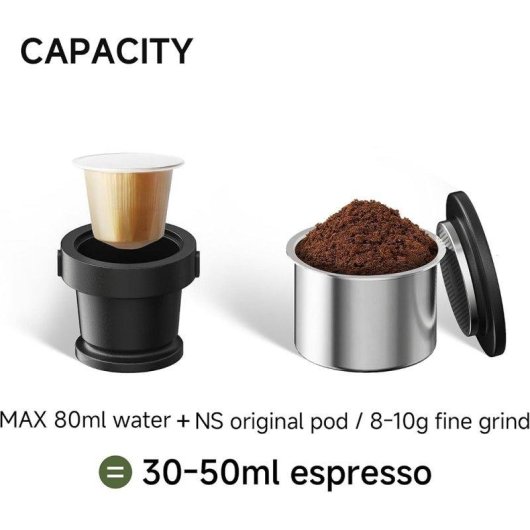 Cafetière expresso portable HiBREW H4D 2 en 1 capsules NS et café moulu 60 ml