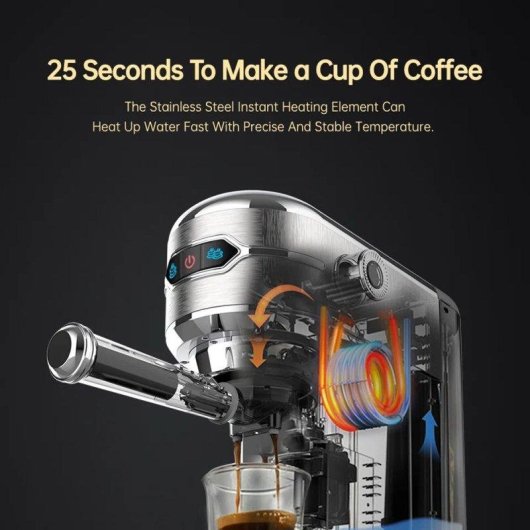 Cafetière expresso semiautomatique HiBREW H11 1,1 L 19 Bars avec vapeur