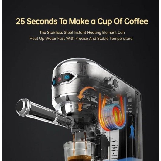 Cafetière expresso semiautomatique HiBREW H11 1,1 L 19 Bars avec vapeur
