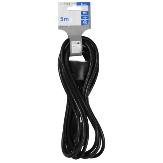Steckdosenleiste Vivanco VVELEXTSCH5016K 1 Steckplatz 5 m Typ F schwarz 1,5 mm²