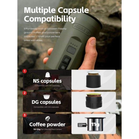 Macchina da caffè portatile HiBREW H4C 120 W 20 bar con batteria rimovibile verde