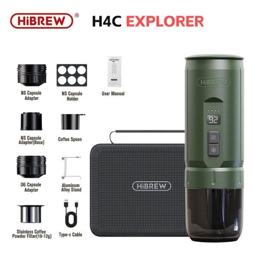 Macchina da caffè portatile HiBREW H4C 120 W 20 bar con batteria rimovibile verde