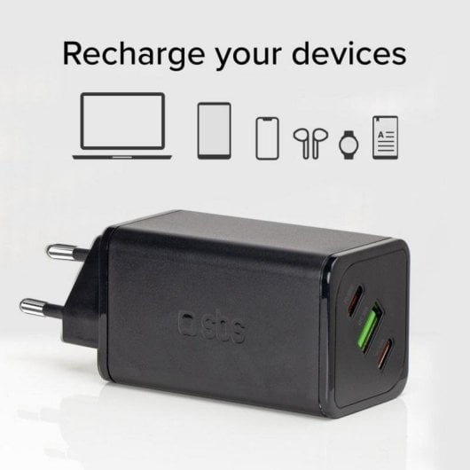 Caricabatterie GaN SHARP TETRGANUSB2C65W 65W 3 Porte USB