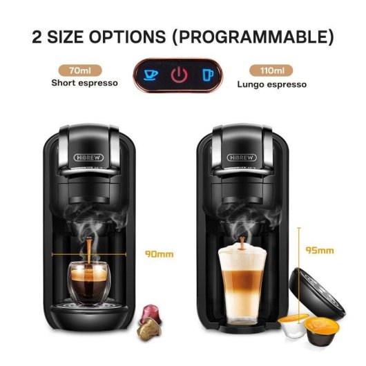 Cafetière expresso HiBREW H2A 4 en 1 1450 W 19 Bars Café chaud et froid Réservoir amovible