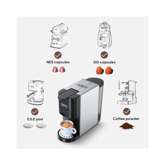 Cafetera de cápsulas HiBREW H3D 800 ml 20 bares 4 en 1 negra
