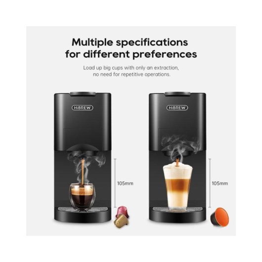 Cafetera de cápsulas HiBREW H3D 800 ml 20 bares 4 en 1 negra