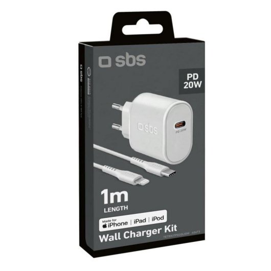 Carregador SBS TETRKITPD20LIGW USB-C Lightning 20W