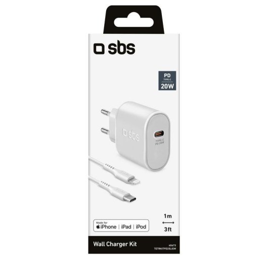 Carregador SBS TETRKITPD20LIGW USB-C Lightning 20W