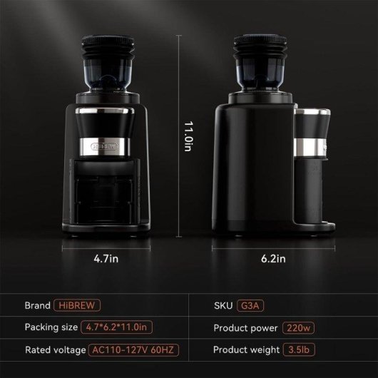 Moinho de Cafe HiBREW G3A eletrico 40 mm 31 niveis