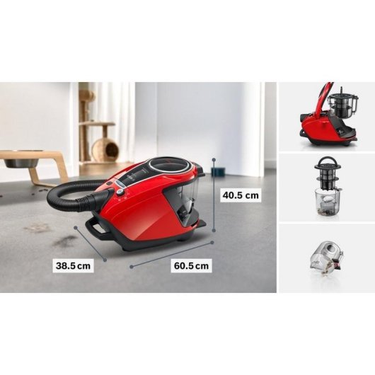 Aspiradora sin bolsa Bosch Serie 8 BGS7PET1 800W HEPA 3L roja