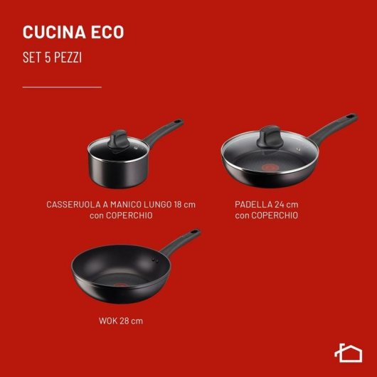 Conjunto Lagostina Cucina Eco 5 pecas aluminio preto titanio