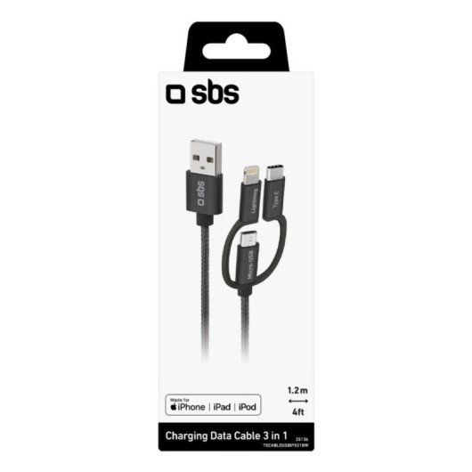 Kabel USB SBS TECABLEUSBIP531BW 1,2 m Schwarz