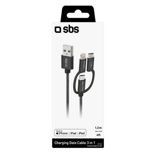 Kabel USB SBS TECABLEUSBIP531BW 1,2 m Schwarz