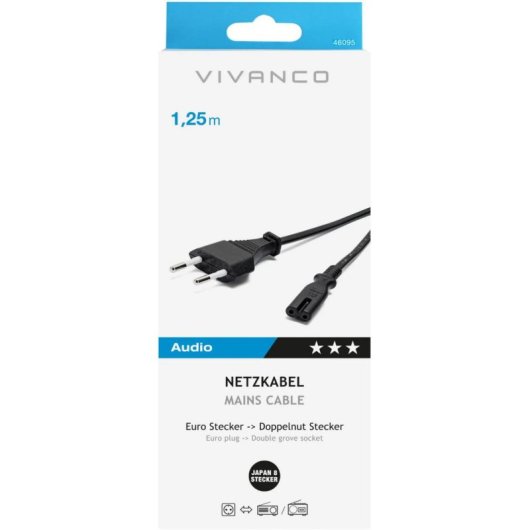 Cable de alimentación Vivanco VVITPOWERIT12 1,25 m CEE7/16 a IEC C7