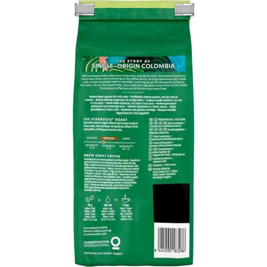 Café en grano Starbucks Single Origin Colombia 450 g tueste medio intensidad 7