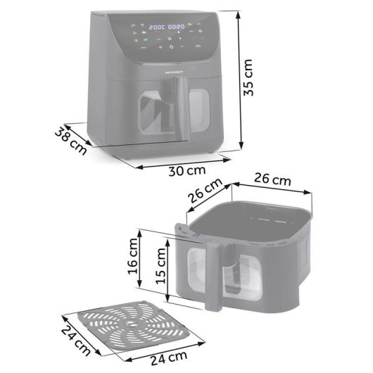 Fritadeira de Ar Berdsen BD-660 8L 1700W com 12 Programas e Ecrã LED
