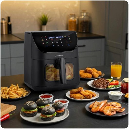 Fritadeira de Ar Berdsen BD-660 8L 1700W com 12 Programas e Ecrã LED