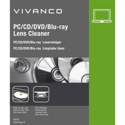 Kit de limpieza láser Vivanco VNCLEANCDVD para CD, DVD y Blu-ray