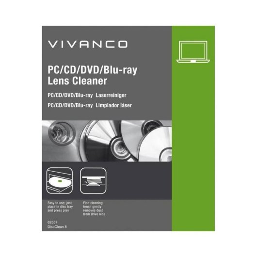 Kit de limpieza láser Vivanco VNCLEANCDVD para CD, DVD y Blu-ray