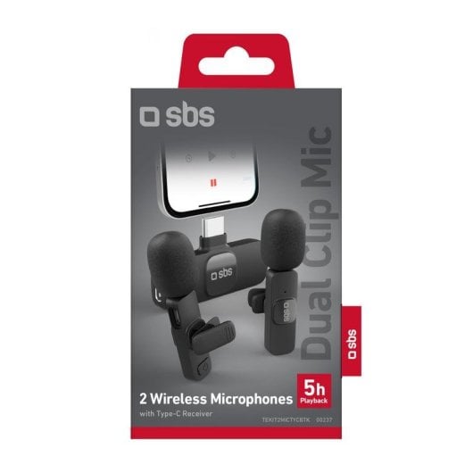 Microfone SBS TEKIT2MICTYCBTK Bluetooth duplo com recetor USB-C