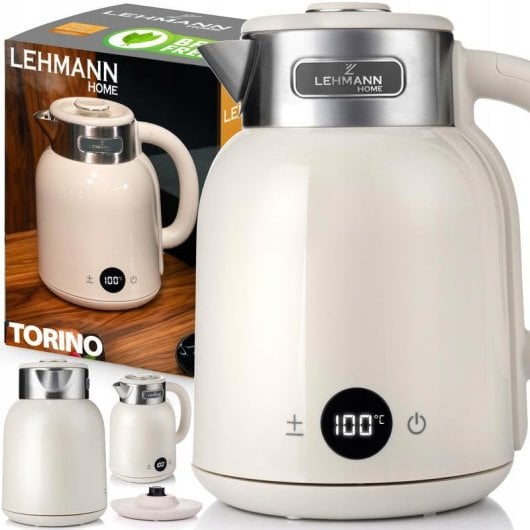 Chaleira eletrica sem fios Lehmann Torino 1,5 L 2200 W LED regulação de temperatura