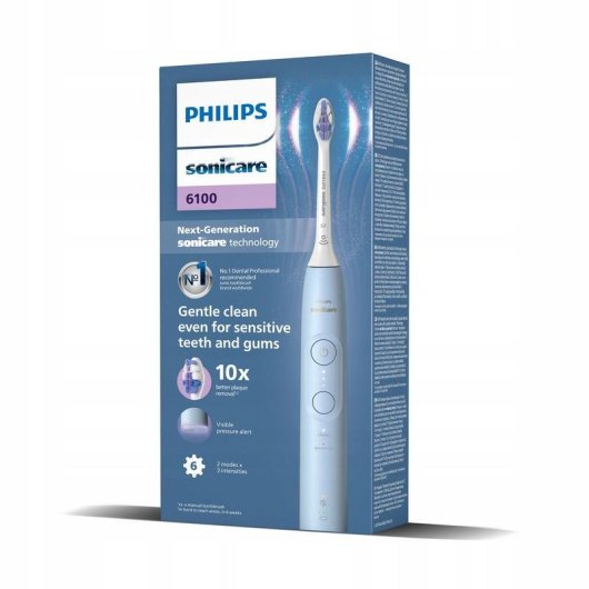 Cepillo de Dientes Sónico Philips Sonicare 6100 HX7406/01 Sensitive 1 Cabezal Sensor de presión Temporizador
