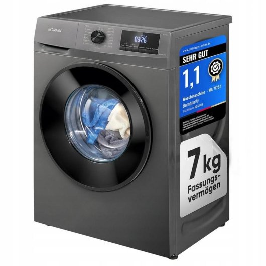 Lavatrice Bomann WA 7175.1 7Kg 1400rpm Classe A Titanio Motore Inverter