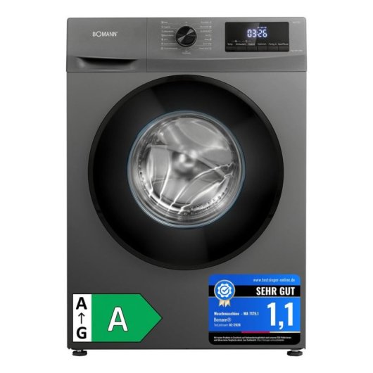 Lavatrice Bomann WA 7175.1 7Kg 1400rpm Classe A Titanio Motore Inverter